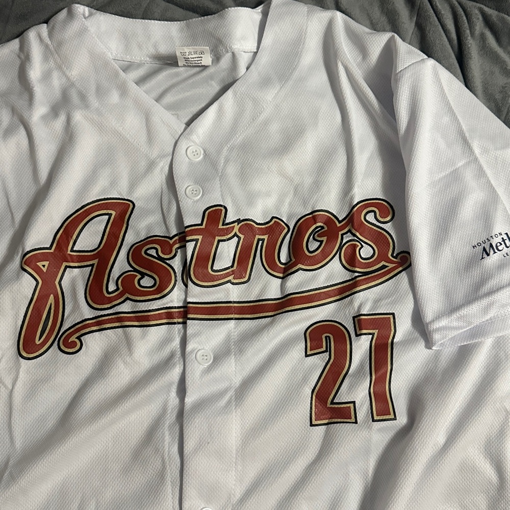 White Astros Jersey with Red Accents